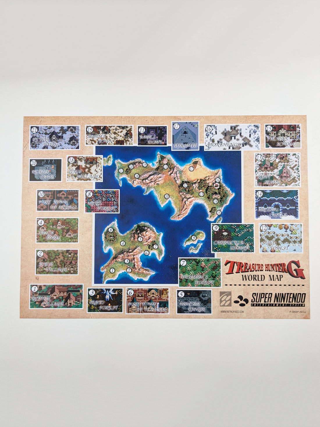 Treasure Hunter G - Super Nintendo - Poster/Map (FOLDED)