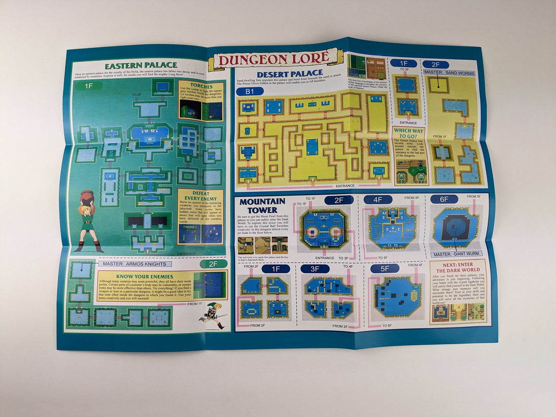 The Legenf of Zelda A Link to the Past - Super Nintendo - Poster/Map (FOLDED)