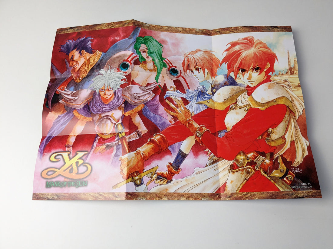 Ys IV Mask of the Sun - Super Nintendo - Poster/Map (FOLDED)