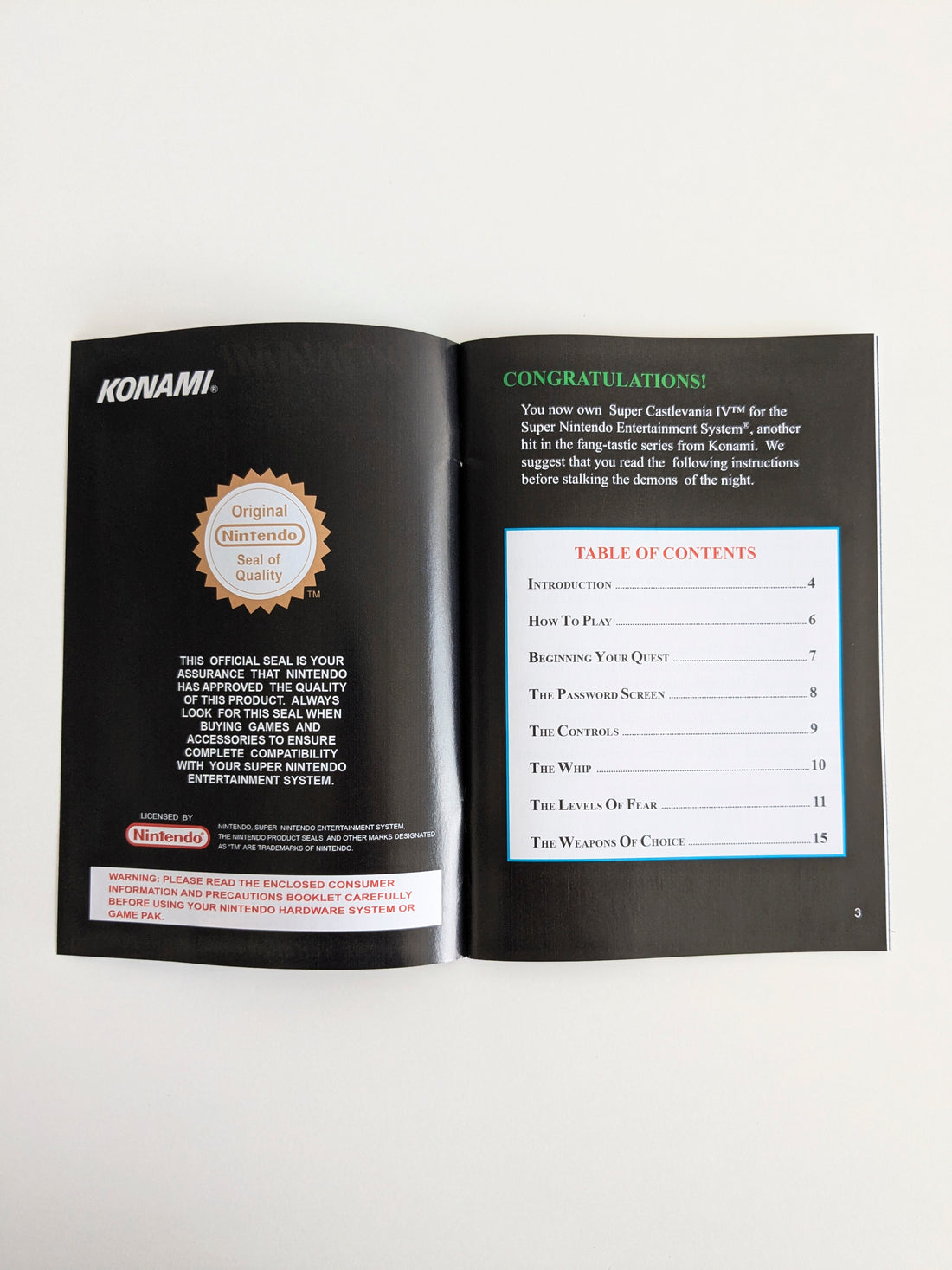Super Castlevania 4 - PAL Super Nintendo - English Manual