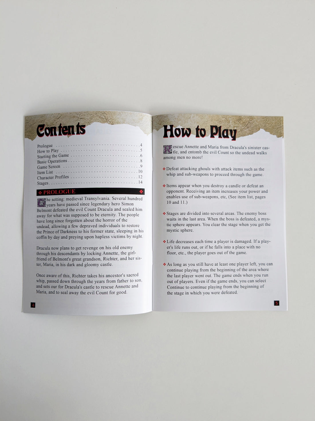 Castlevania Vampire's Kiss - PAL Super Nintendo - English Manual