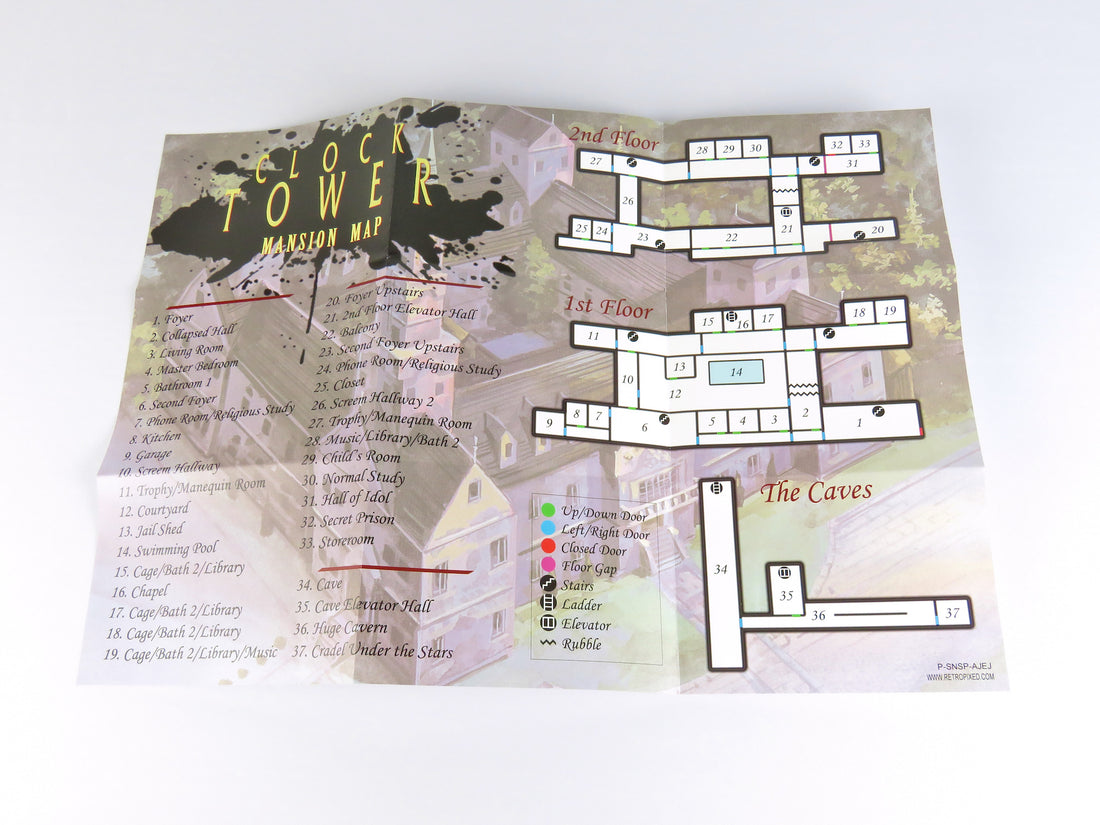 Clock Tower - Super Nintendo - Map (FOLDED)