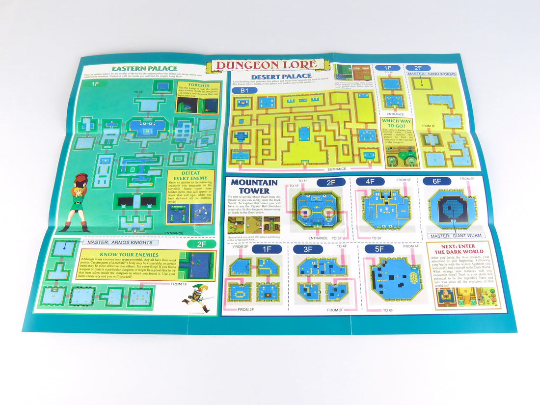 The Legenf of Zelda A Link to the Past - Super Nintendo - Poster/Map (FOLDED)