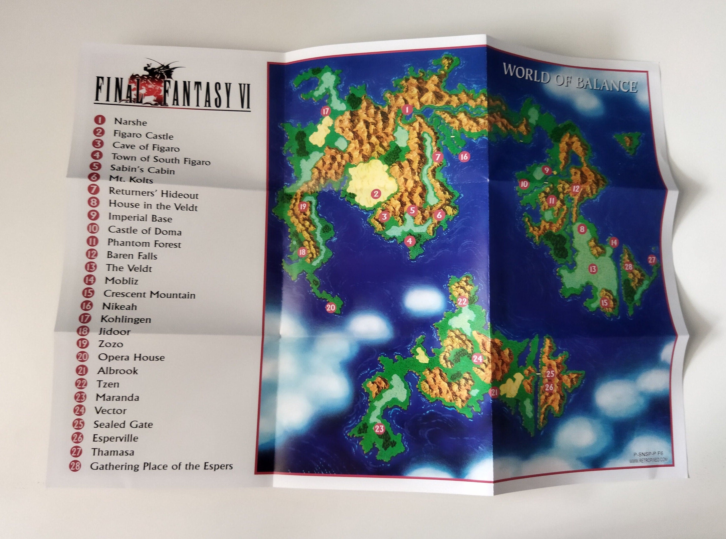 Final Fantasy VI - Super Nintendo - Poster/Map (FOLDED) – retropixed