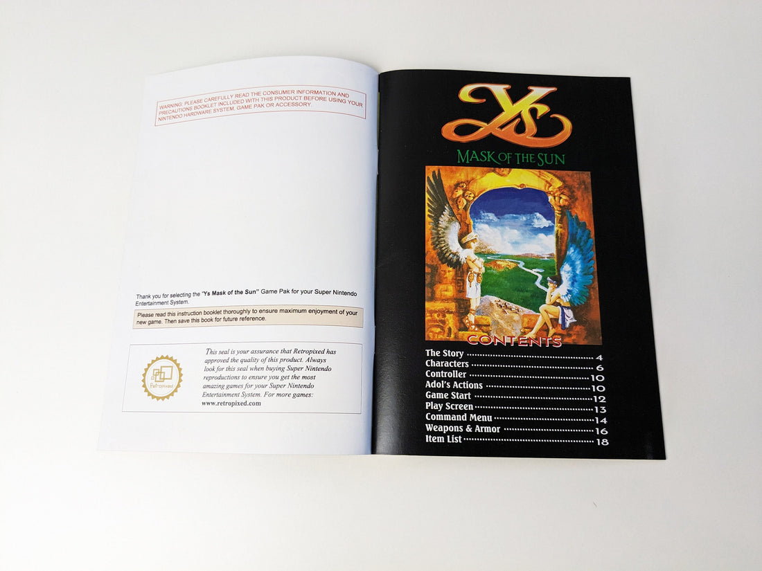 Ys 4 Mask of the Sun - Super Nintendo - Manual